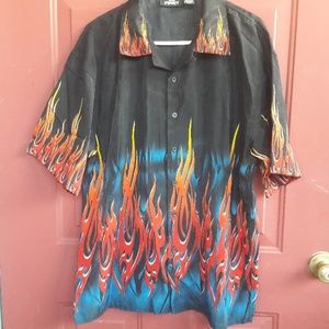 Men's City Impact Black w/Flames button down